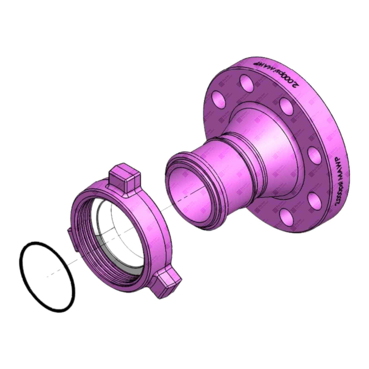 Flange Adapter, 4" 900# RF x 4" 206 M, BW DET, 2000 psi, Sour Service